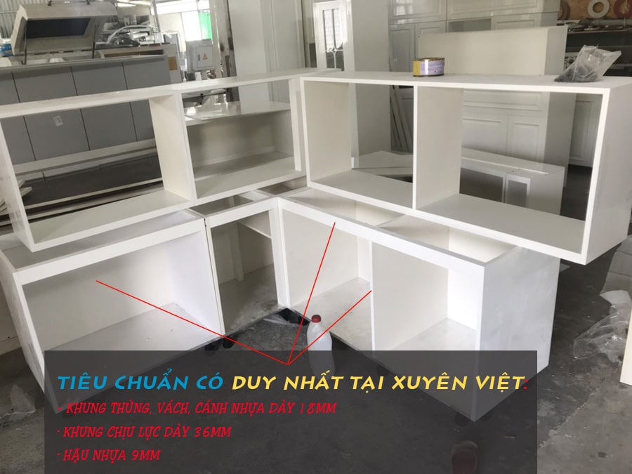 Kết cấu tủ bếp tiêu chuẩn tại Xuyên Việt 