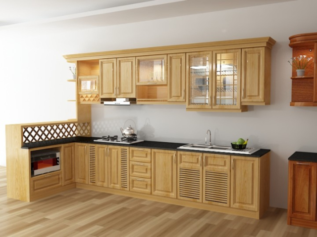 mẫu tủ bếp gỗ chữ L đẹp