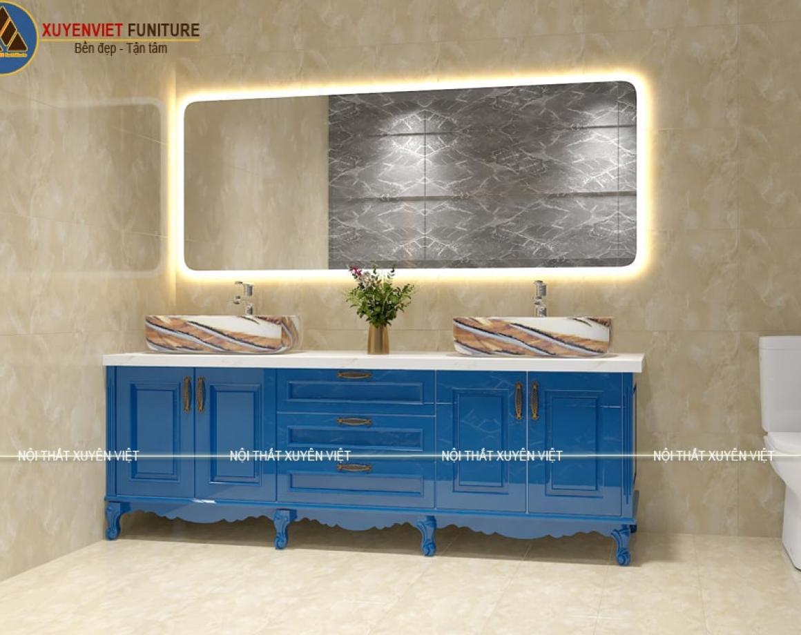 Tủ lavabo chậu đôi tân cổ điển XVL827