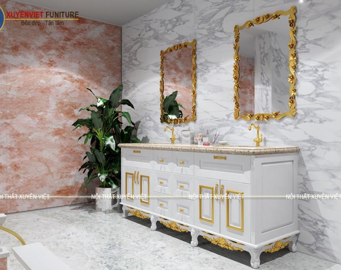 Tủ lavabo dát vàng đẳng cấp nhà biệt thự XVL789