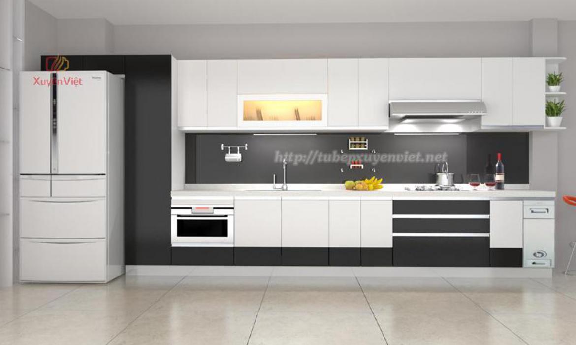 Mẫu tủ bếp hiện đại chữ i nhà chị Nguyệt  - Thái Bình