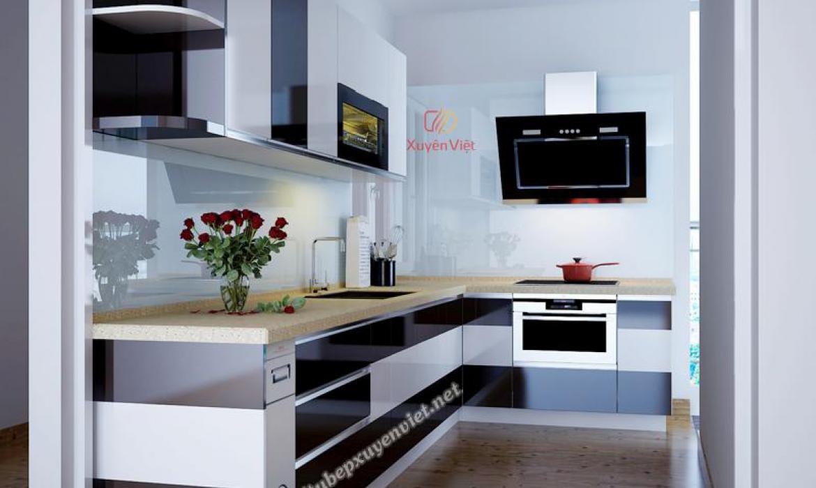 Mẫu tủ bếp đẹp hiện đại cho căn bếp nhỏ nhà anh Ngọc - Mỹ Đình, Hà Nội