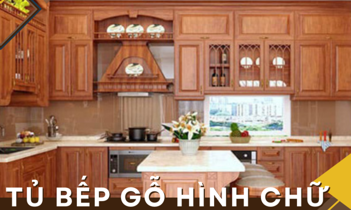 Thiết kế tủ bếp gỗ hình chữ U sang trọng