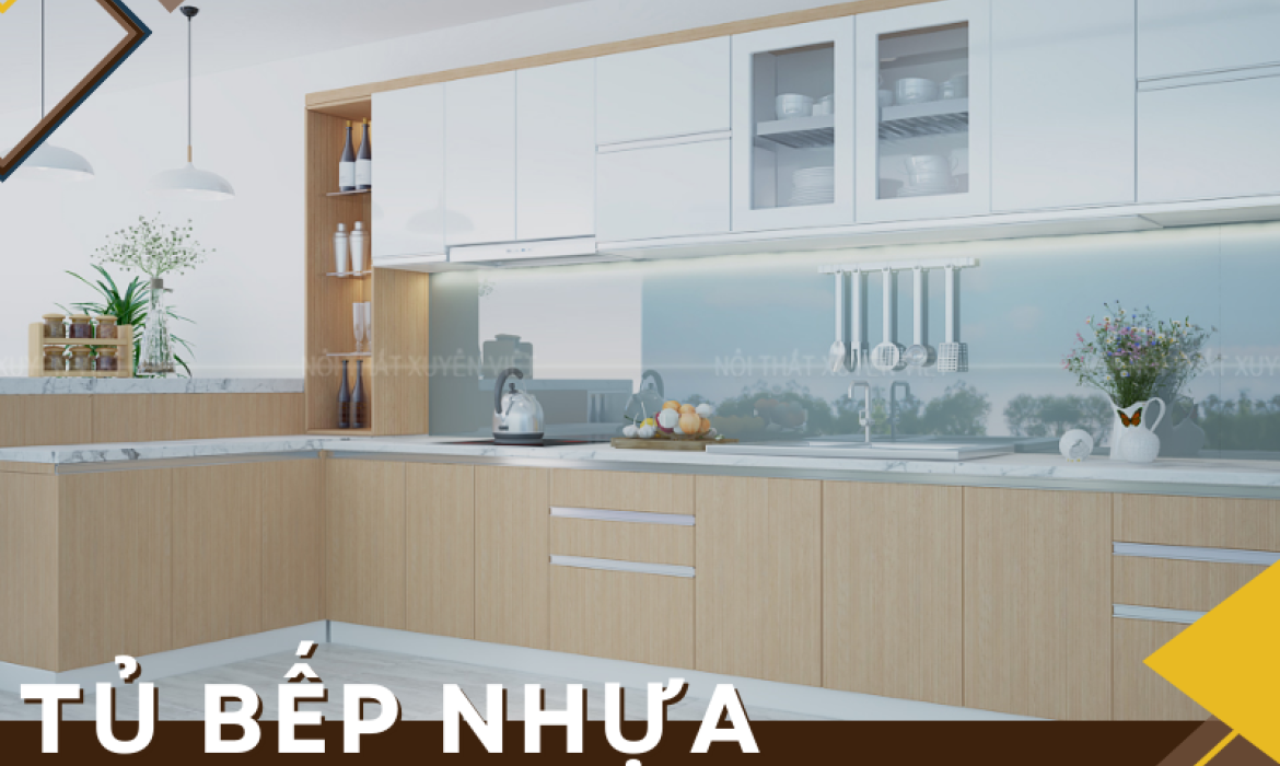 Tủ bếp nhựa Laminate vân gỗ cao cấp cho mọi không gian bếp