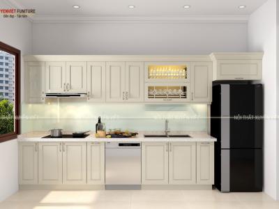 Mẫu tủ bếp tân cổ điển cao cấp nhà anh Khá - Định Công, Hà Nội
