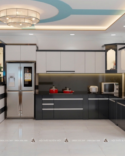 Tủ Bếp Nhựa Phủ Sơn Men Bóng Sang Trọng và Hiện Đại Nhà Chị Mộng - Bình Tân