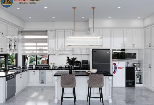 Combo tủ bếp cao cấp và tủ lavabo nhựa nhà chú Chín - Quy Nhơn