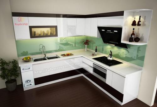 Kiểu tủ bếp đẹp chữ L nhà cô Thuận - Hà Nội XV174