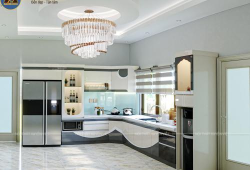 Mẫu tủ bếp có cửa sổ hiện đại nhà anh Dũng - Đà Lạt
