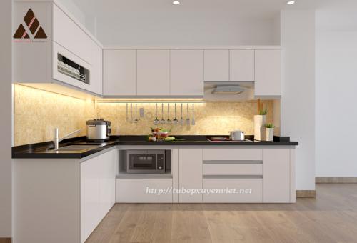 Mẫu tủ bếp đẹp chữ L nhà anh Trung - Thái Thịnh, Hà Nội