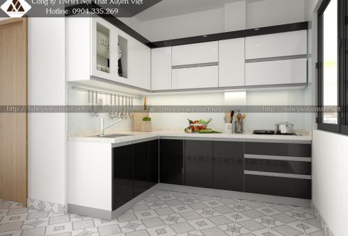 Mẫu tủ bếp nhựa acrylic nhà anh Toàn- Bãi Cháy, Quảng Ninh