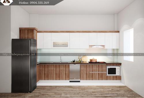 Mẫu tủ bếp nhựa laminate nhà chú Thái - Tam Trinh, Hà Nội