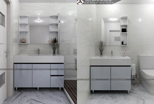 Mẫu tủ chậu lavabo đẹp 2 bộ tủ đóng theo yêu cầu XVL699