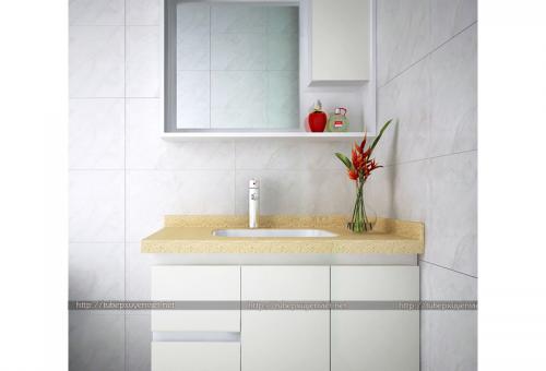 Mẫu tủ lavabo đẹp màu trắng kem XVL663