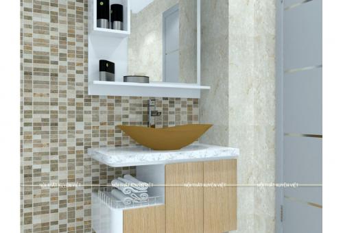 Mẫu tủ lavabo đẹp hiện đại XVL737 màu vân gỗ