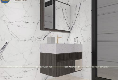 Mẫu tủ lavabo màu vẫn gỗ chịu nước XVL746