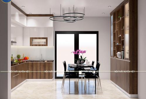 Thi công tủ bếp chữ L nhà chị Hà - CC Hoàng Huy, Hải Phòng