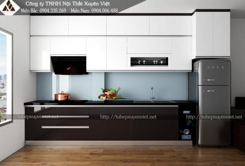 So sánh tủ bếp thực tế và 3D nhà anh Long - Quảng Ninh