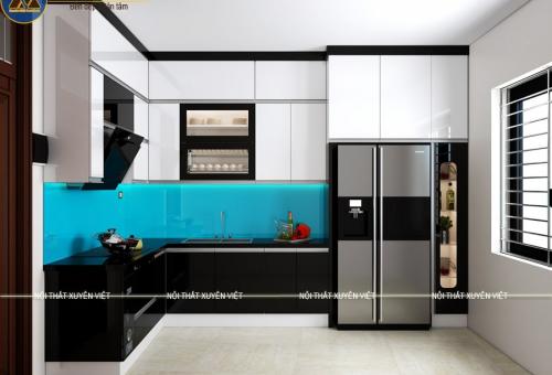 Tủ bếp chữ L hiện đại nhà chị Bích - Yên Hòa, Hà Nội