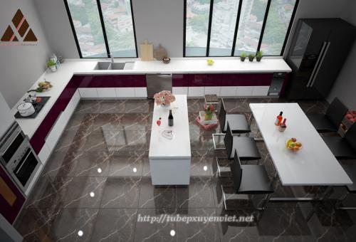 Tủ bếp đẹp có bàn đảo nhà chị Hiền - Hải Phòng XV27416