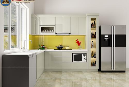 Tủ bếp đẹp bằng nhựa pvc nhà cô Oanh - Hà Nội