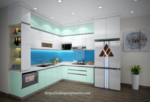 Tủ bếp đẹp cánh bom nhà anh Thế Anh - Hà Nội XV28316