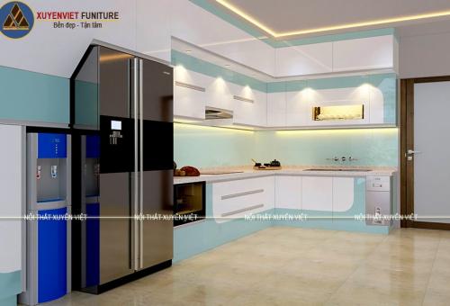 Tủ bếp đẹp chữ L hiện đại nhà chị Trang - Bến Láng, Hải Phòng
