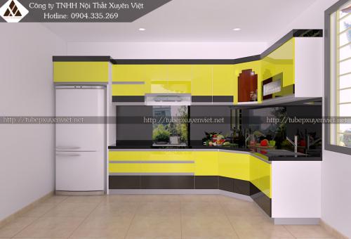 Tủ bếp đẹp chữ L nhà chị Hoàng - Bùi Thị Xuân, TP HCM