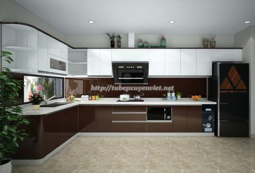 Mẫu tủ bếp đẹp chữ L nhà chị Ly XV25416