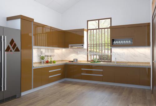 Tủ bếp đẹp chữ L hiện đại nhà chị Vân - Thái Bình