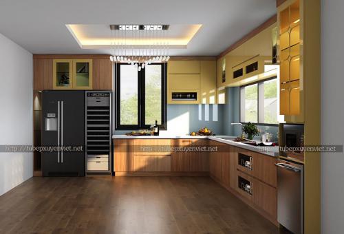 Bộ thiết kế tủ bếp đẹp đẳng cấp màu vân gỗ