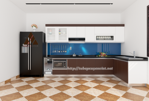Tủ bếp đẹp hiện đại thay tủ gỗ nhà chị Hương - Mỹ Đình