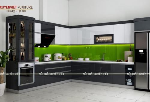 Tủ bếp nhựa acrylic anh Trưởng tặng bố mẹ ở Hải Dương