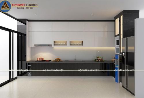 Tủ bếp acrylic cốt nhựa đặc nhà chị Trang - Đảo Phú Quốc
