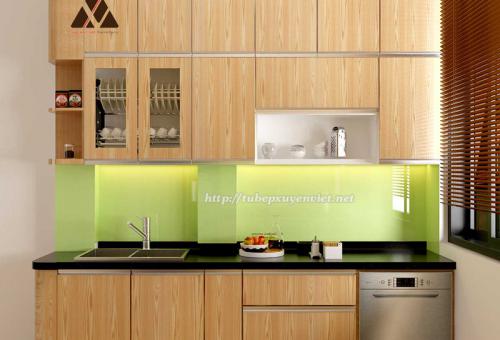 Tủ bếp nhựa laminate vân gỗ nhà chú Đĩnh - Định Công XV30216