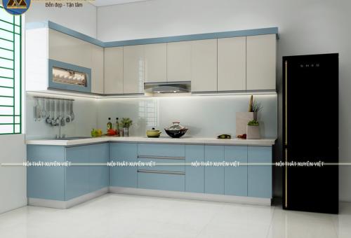 Tủ bếp nhựa chữ L nhà chú Xuân - Phủ Thượng Đoạn, Hải Phòng