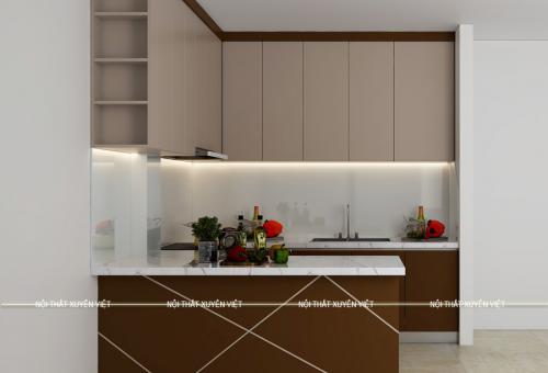 Tủ bếp nhựa laminate nhà cô Hương - Quận 7, HCM