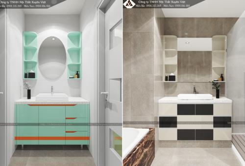 Bộ 2 tủ lavabo đẹp cá tính cho nhà tắm XVL692