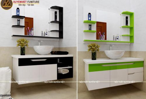 Tủ lavabo nhựa đẹp chậu đặt bàn đá XVL727