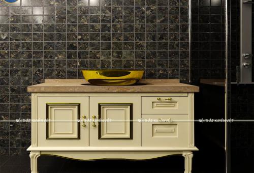 Mẫu tủ lavabo tân cổ điển cao cấp mạ vàng XVL733