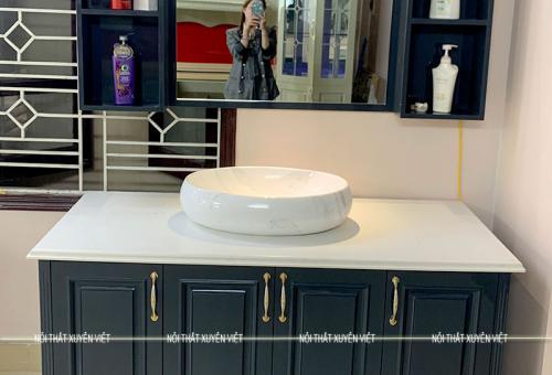 Tủ lavabo tân cổ điển màu xanh coban LVK4006