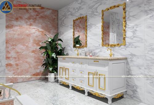 Tủ lavabo dát vàng đẳng cấp nhà biệt thự XVL789