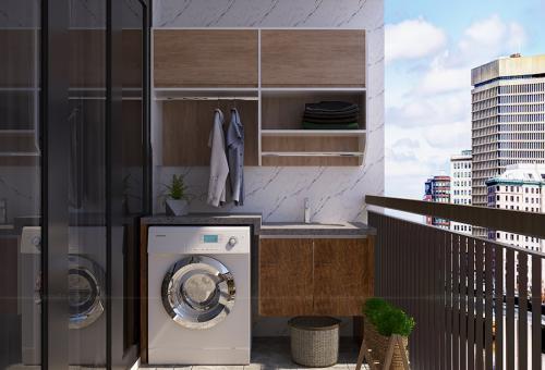 Tủ máy giặt bằng nhựa đặt ngoài ban công XVL879