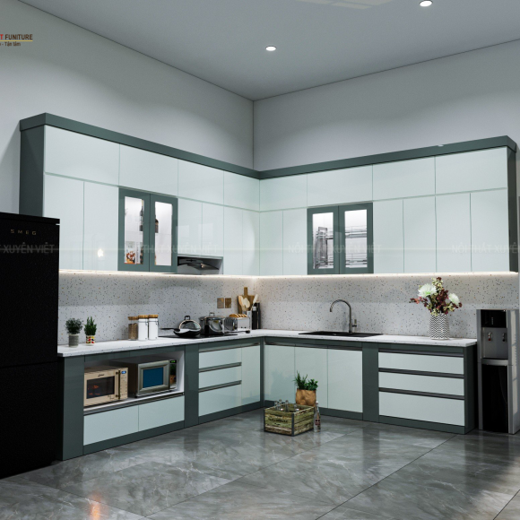 Khám phá thiết kế tủ bếp sơn men bóng nhà cô Hương - Bình Dương