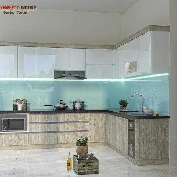 Tủ bếp chữ L đẹp nhà anh Phong - quận 12