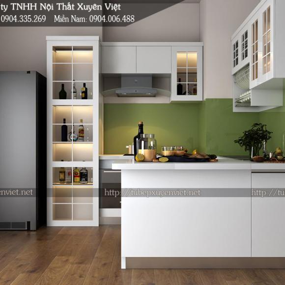 Tủ bếp đẹp màu trắng thay tủ gỗ nhà chị Lương - Quận 7, HCM
