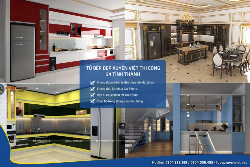 Tủ bếp đẹp hiện đại được Xuyên Việt thi công trên 54 tỉnh thành