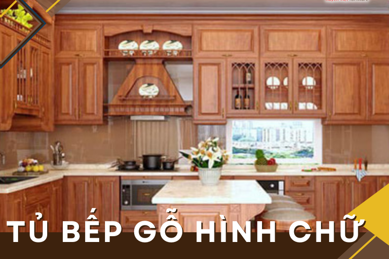 Thiết kế tủ bếp gỗ hình chữ U sang trọng