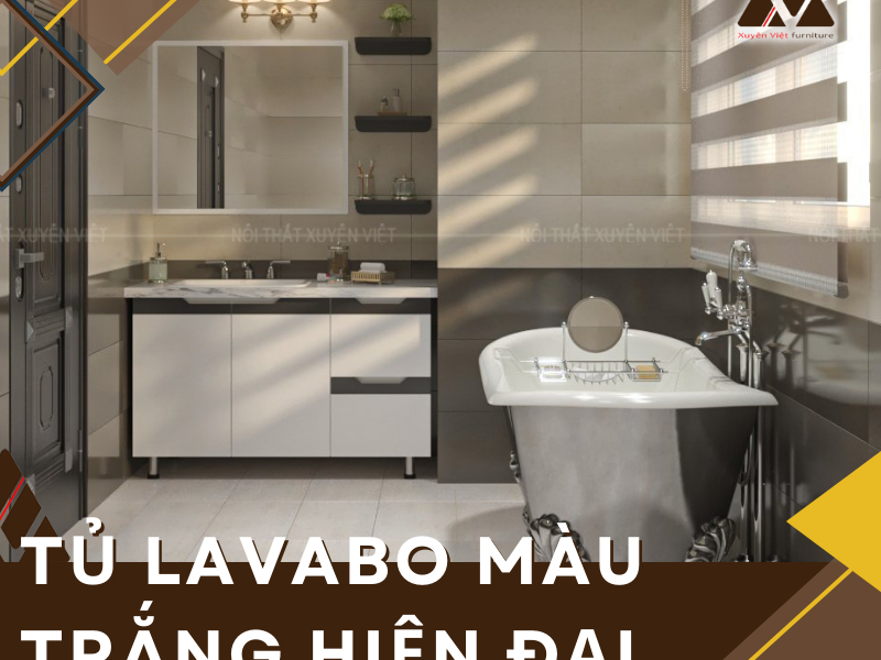 Tủ lavabo màu trắng hiện đại XVL894 kết hợp gương treo tường nhà anh Xuyên - Bình Chánh, HCM