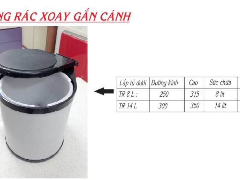 THÙNG RÁC XOAY GẮN CÁNH TR